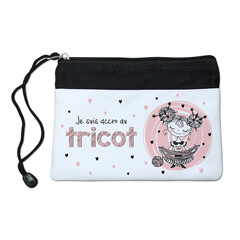 Pochette avec fermeture éclair - Je suis accro au tricot