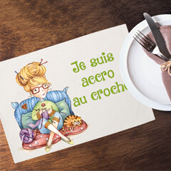 Napperon en lin - La crocheteuse - C. Fellis