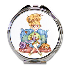 Miroir rond - La crocheteuse - C. Fellis