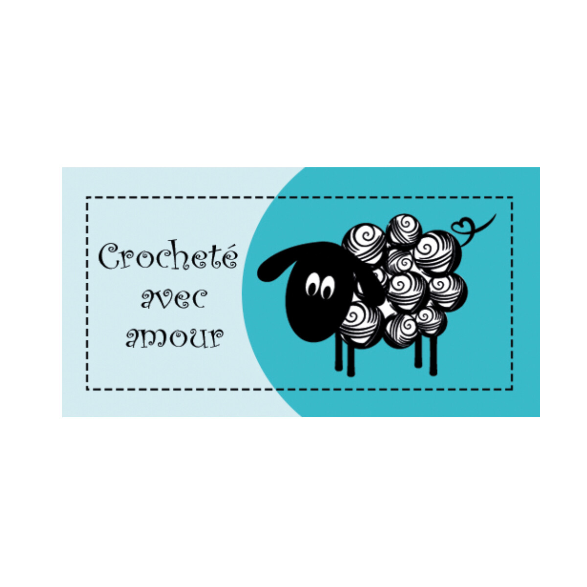 Étiquette rectangulaire - mouton - crocheté avec amour - 0702