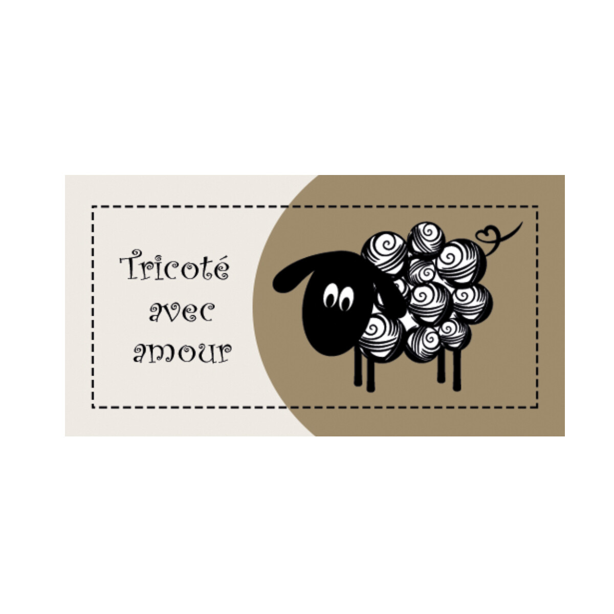 Étiquette rectangulaire - mouton - tricoté avec amour - 0701