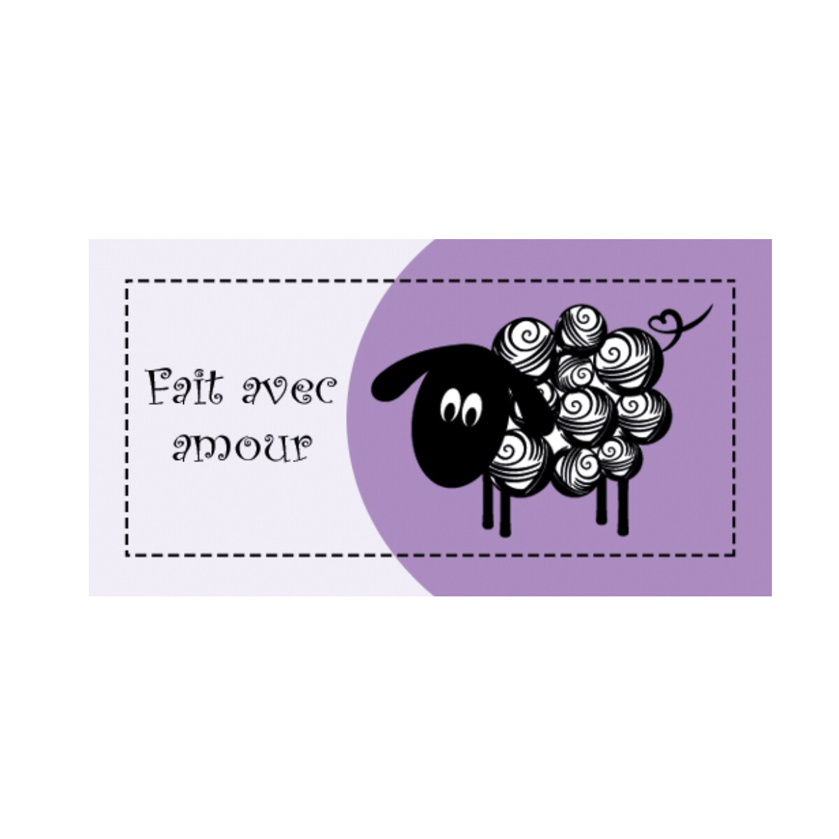 Étiquette rectangulaire - mouton - fait avec amour - 0703