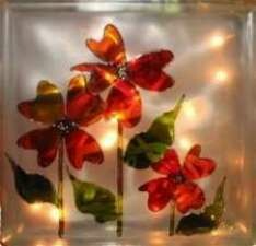 Bloc de verre en fleur/Brigitte Caillé