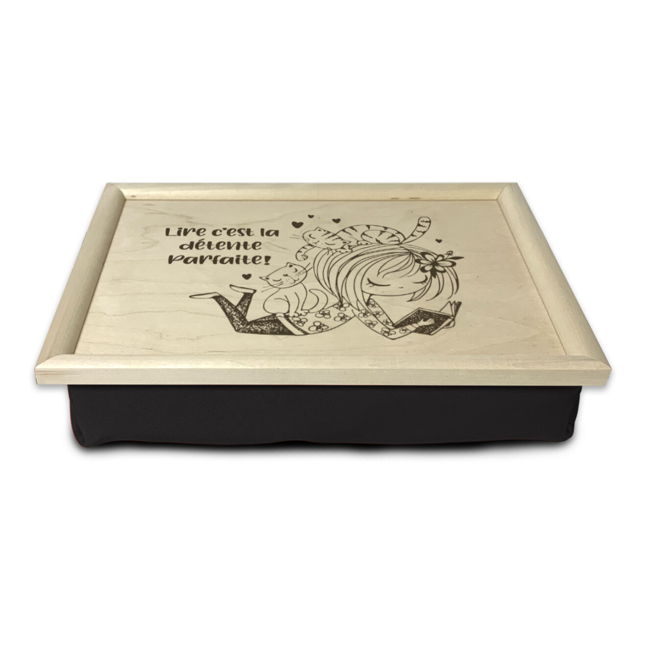 Coussin de lecture - Personnage et chat