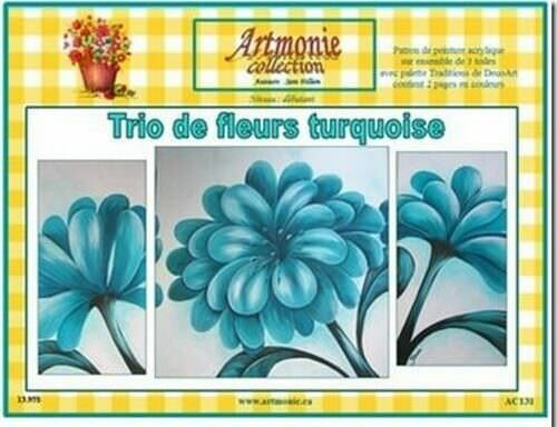 Trio de fleurs turquoise/S.Fillion
