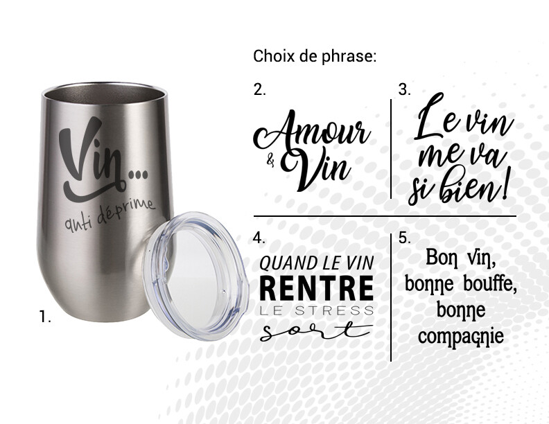 VERRE À VIN STAINLESS 17 OZ AC-518 - Argent