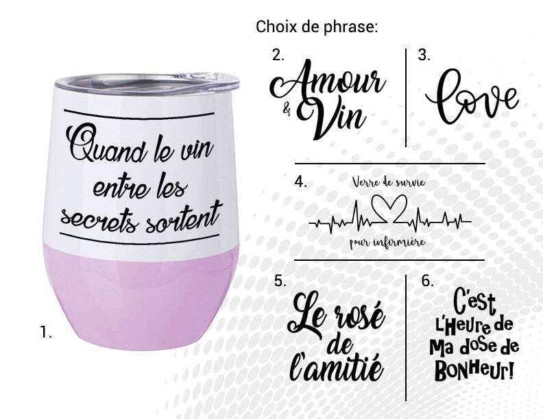 VERRE À VIN STAINLESS AC521-1 Blanc et mauve