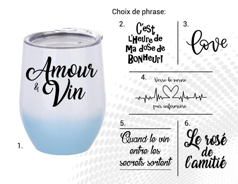 VERRE À VIN STAINLESS AC522-1 Blanc et bleu