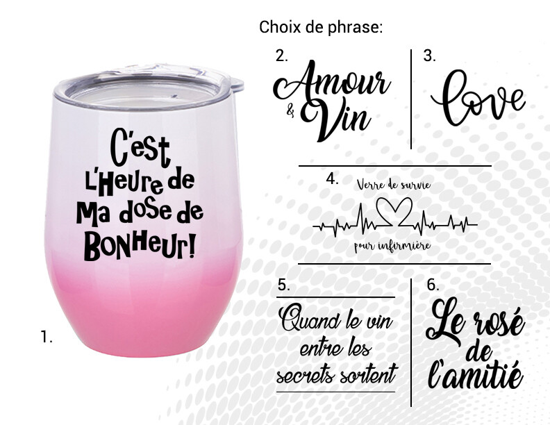 VERRE À VIN STAINLESS AC522-2 Blanc et rose