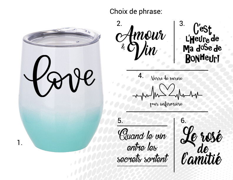 VERRE À VIN STAINLESS AC522-3 Blanc et turquoise