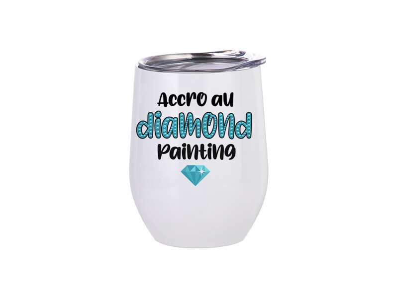 VERRE A VIN ACCRO AU DIAMOND PAINTING B/DB