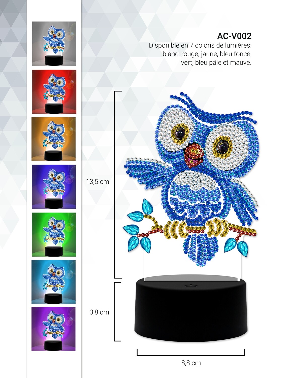 Lampe LED Diamond Painting Hibou