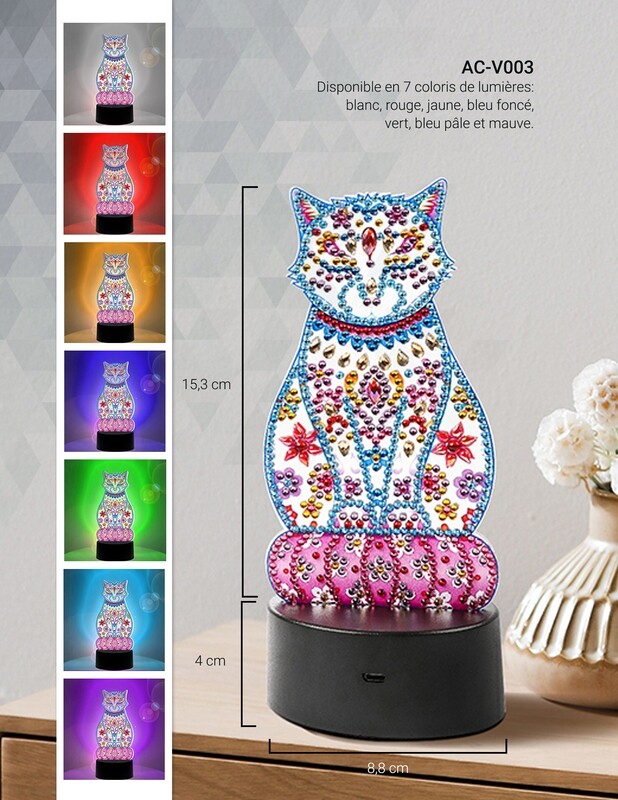 Lampe LED Diamond Painting Chat