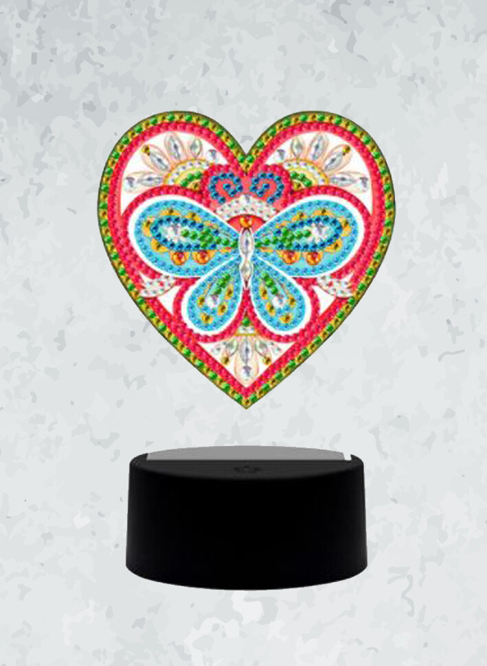 Lampe LED Diamond Painting Coeur papillon
