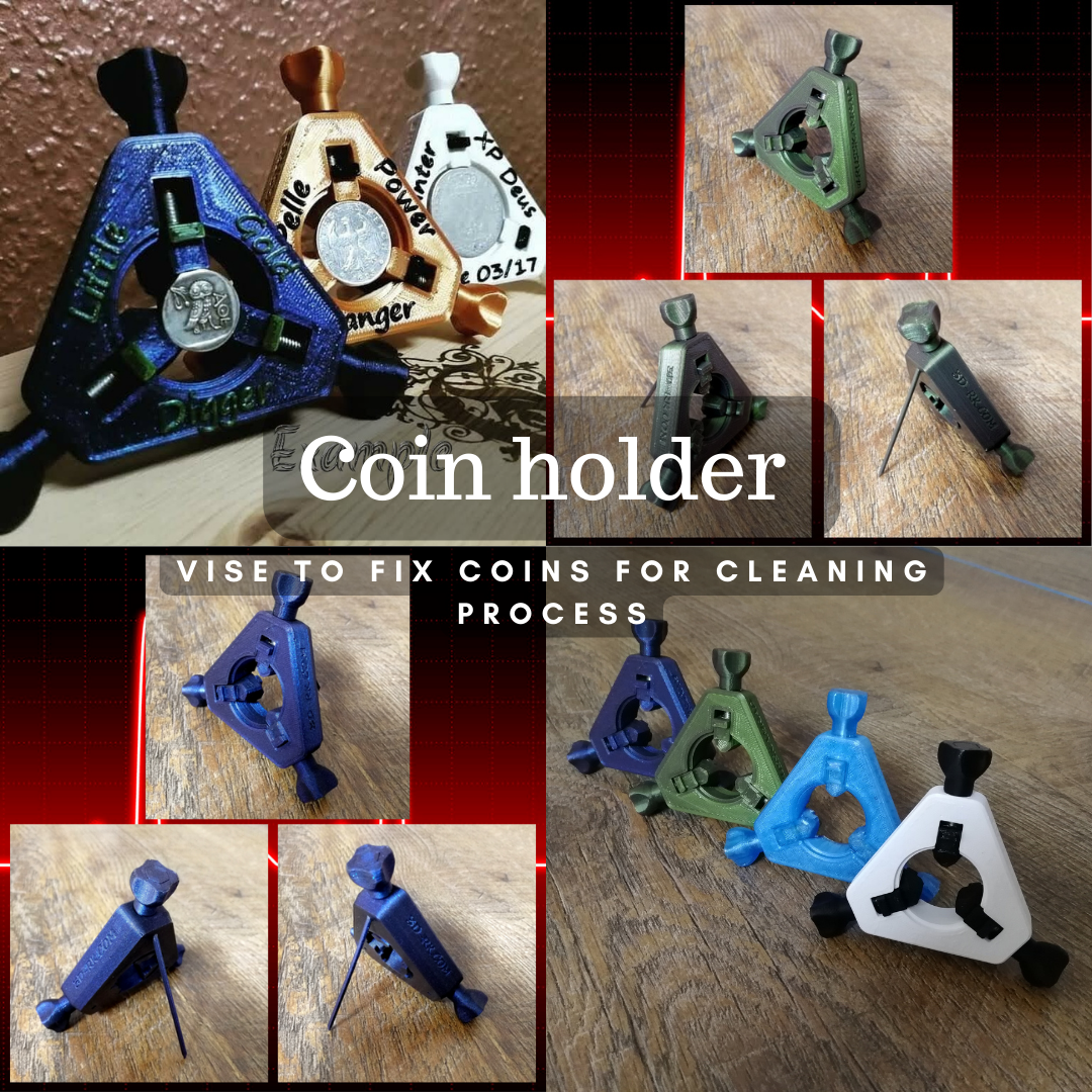Coin holder / vise to fix coins for cleaning process