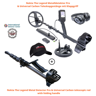Nokta The Legend Metal Detector Pro & Universal Carbon telescopic rod with folding handle