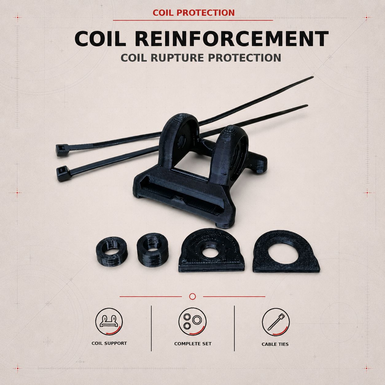 Reinforcement for coils (coil rupture protection)