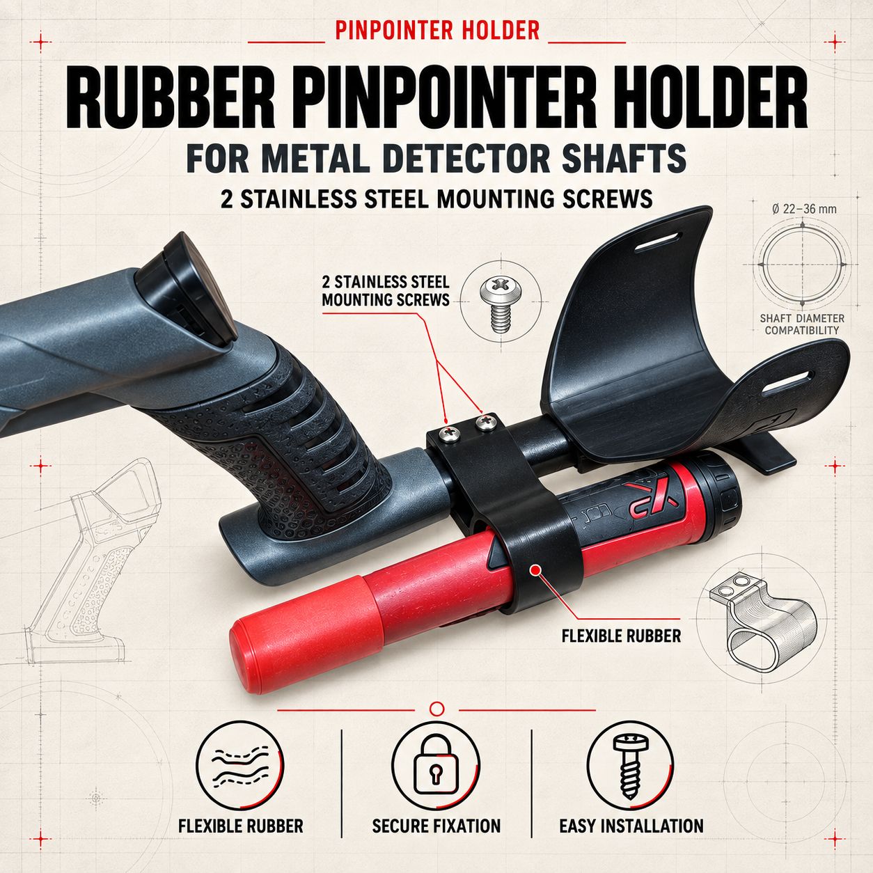 Rubber Pinpointer holder (various)