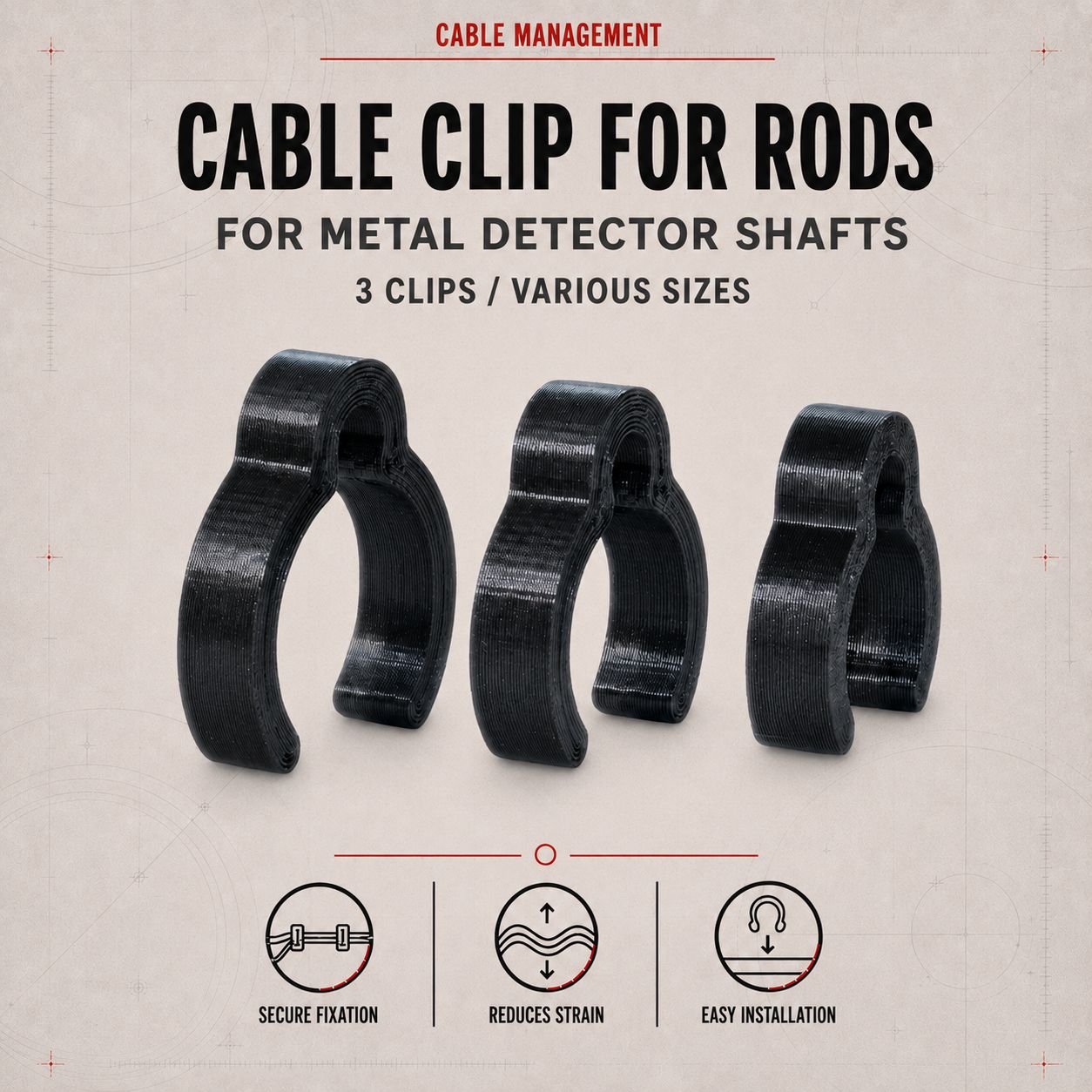 Cable clip for rods (various)