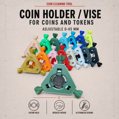Coin holder / vise to fix coins for cleaning process