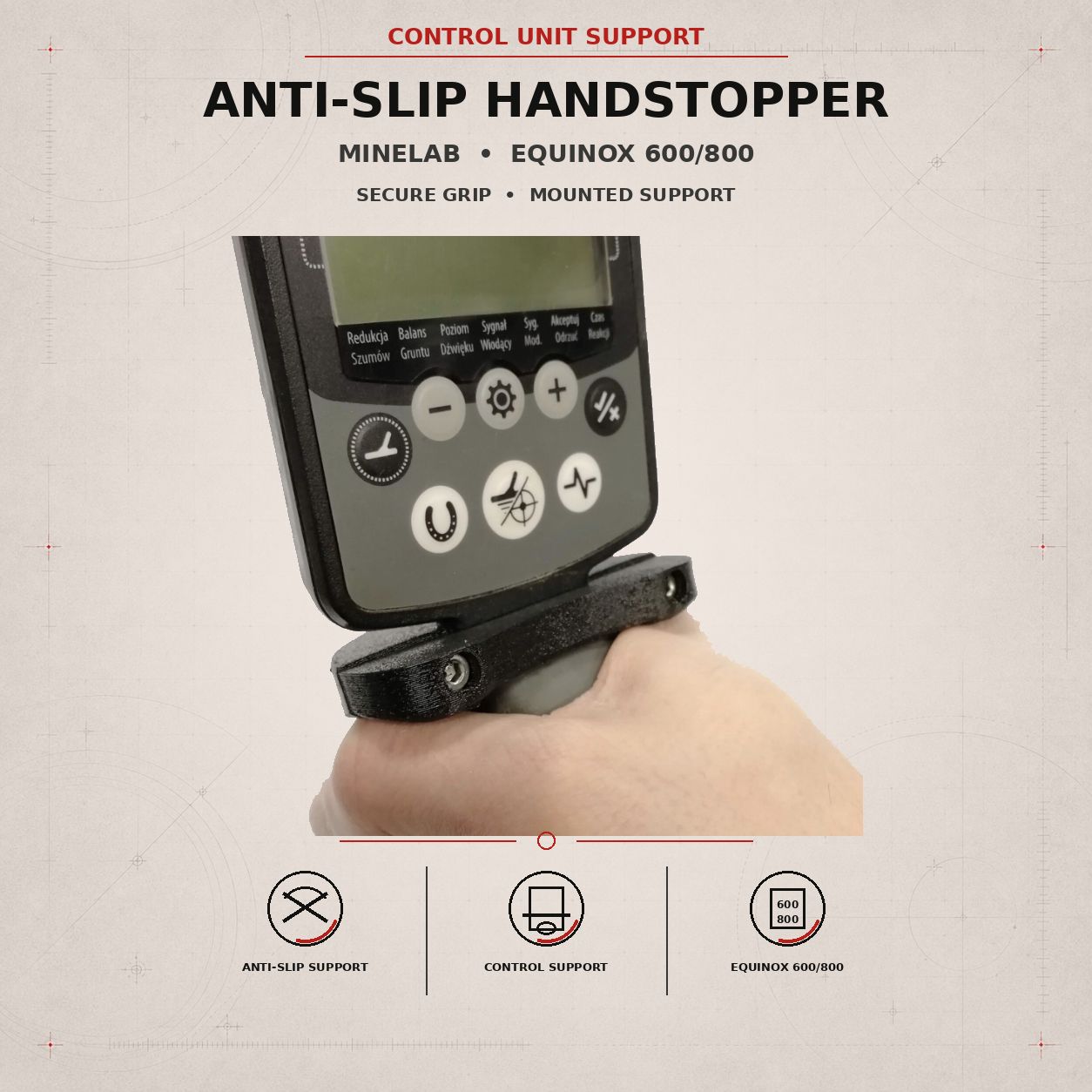Anti-Slip Handstopper Minelab Equinox 600/800