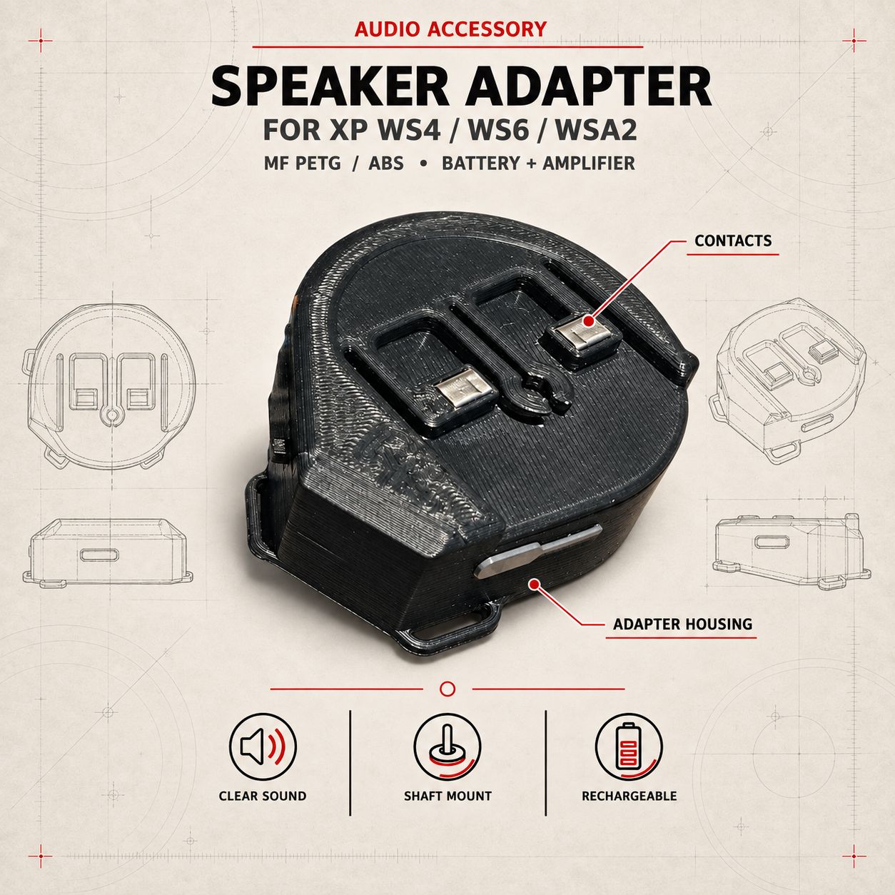 Adapter with speaker for WS4/WS6/WSA2 XP