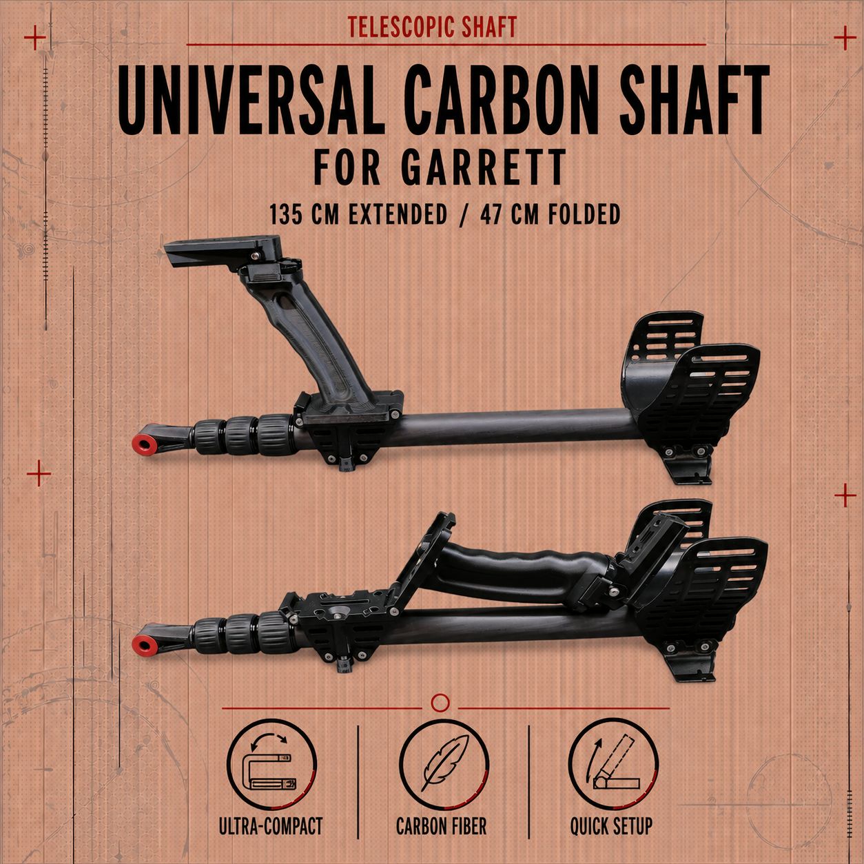 Universal Carbon telescopic rod for Garrett