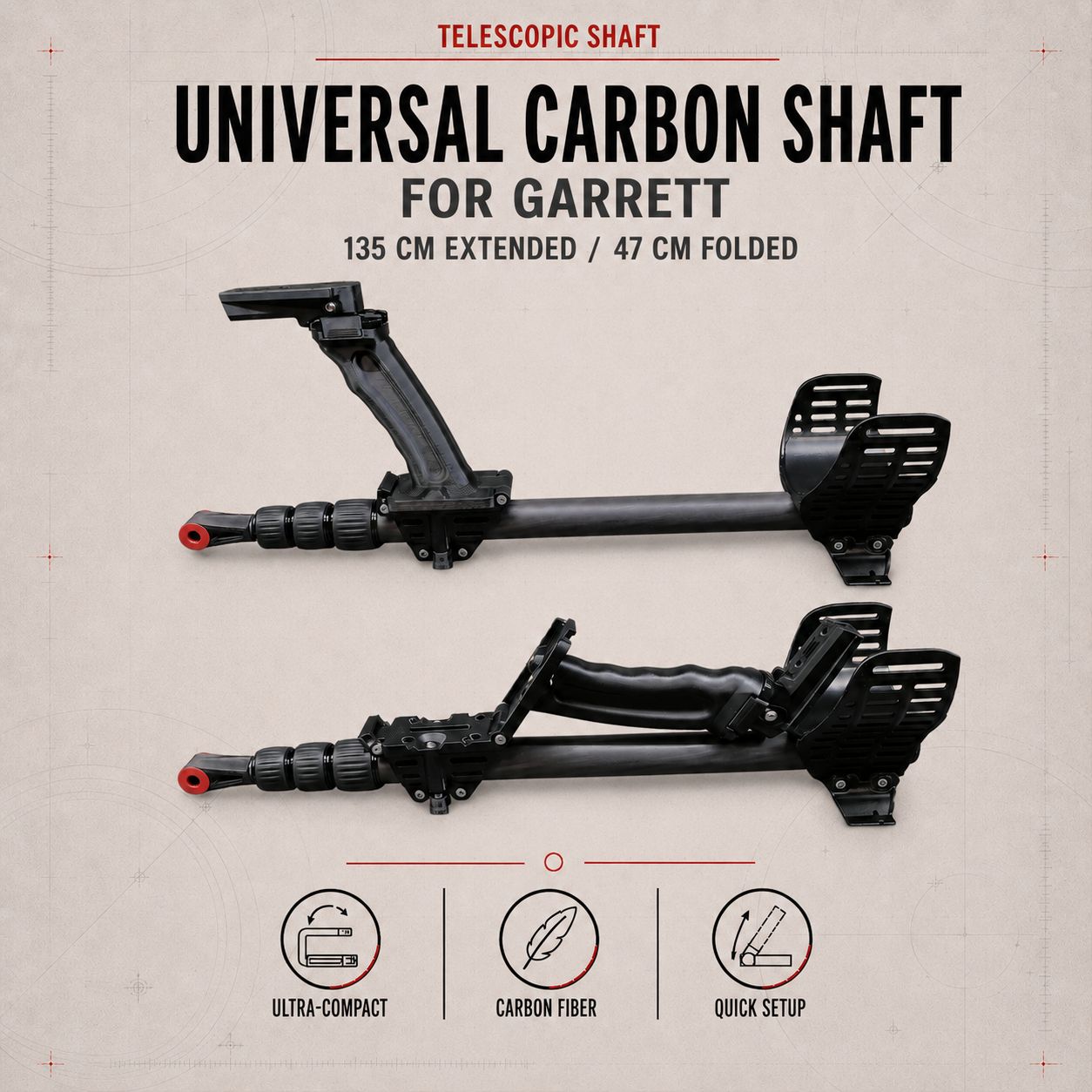 Universal Carbon telescopic rod for Garrett