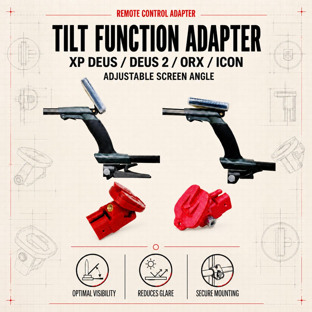 Remote control adapter with tilt function XP Deus/Deus 2/ORX/ICON
