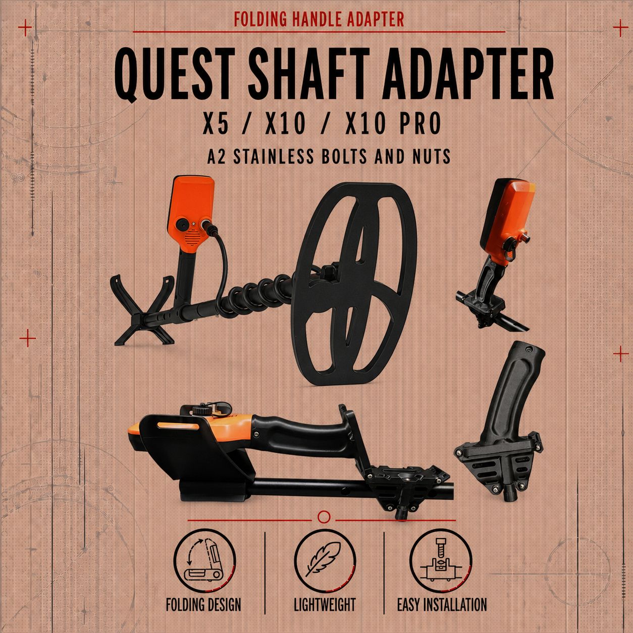 Adapter with folding handle for Quest X5/X10/X10PRO