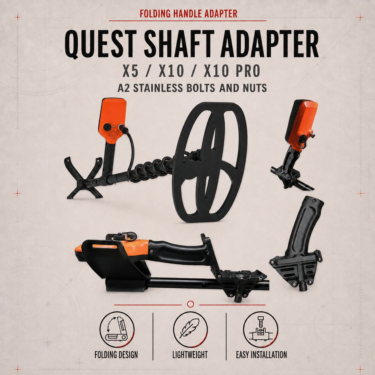Adapter with folding handle for Quest X5/X10/X10PRO