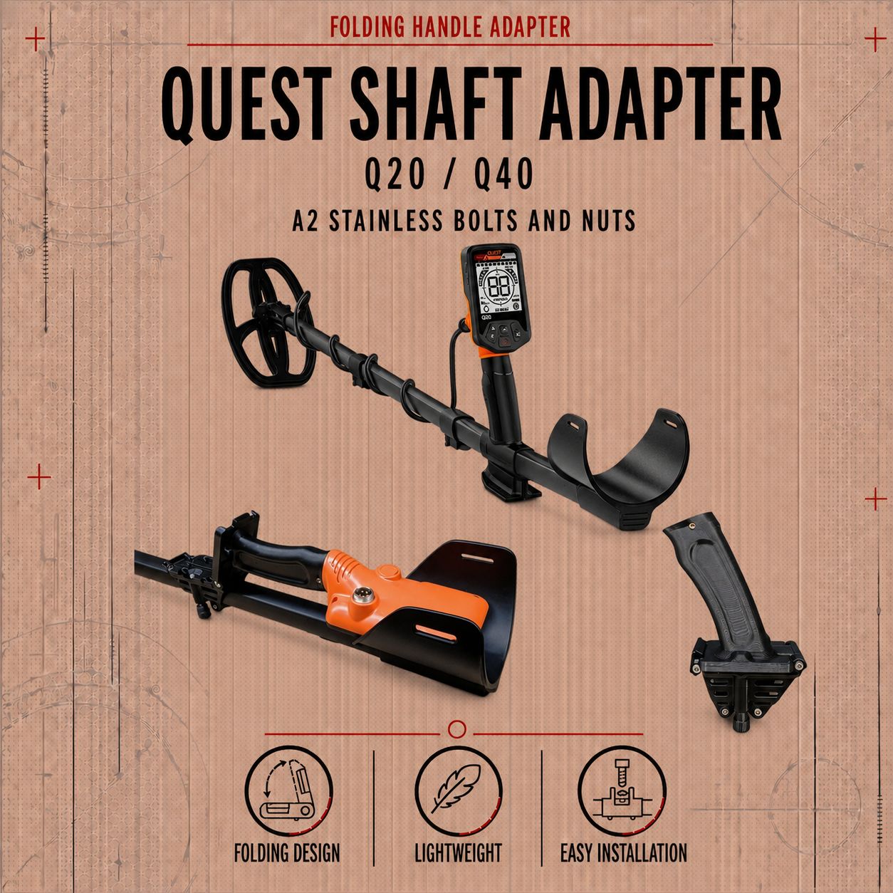 Adapter with folding handle for Quest Q20/Q40