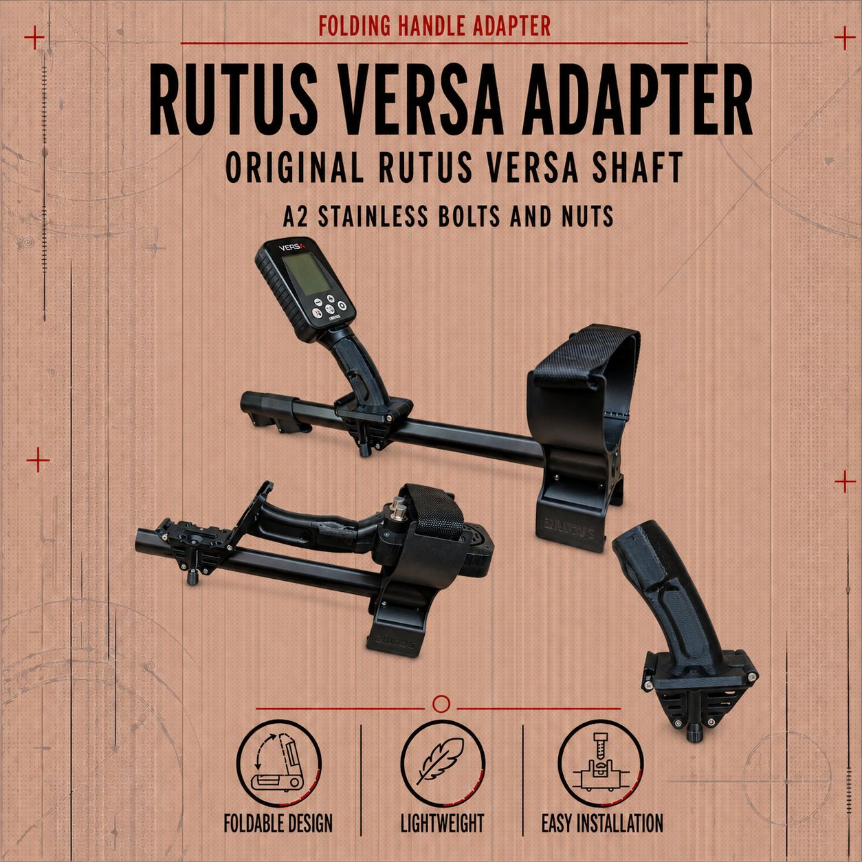 Adapter with folding handle for Rutus Versa