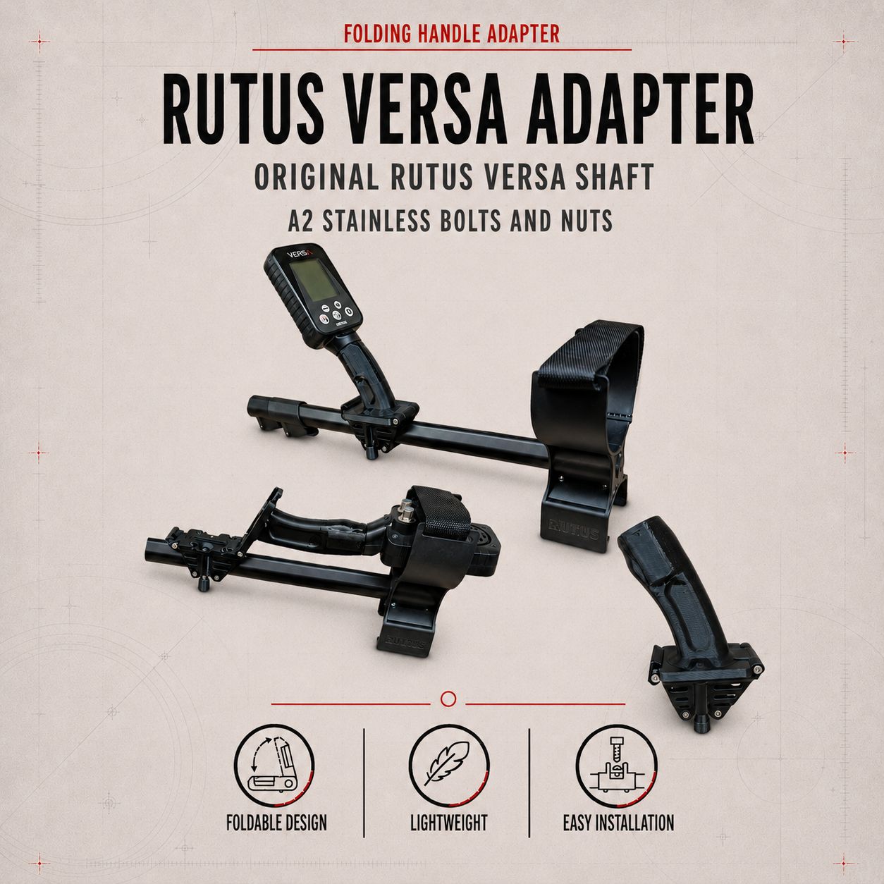 Adapter with folding handle for Rutus Versa