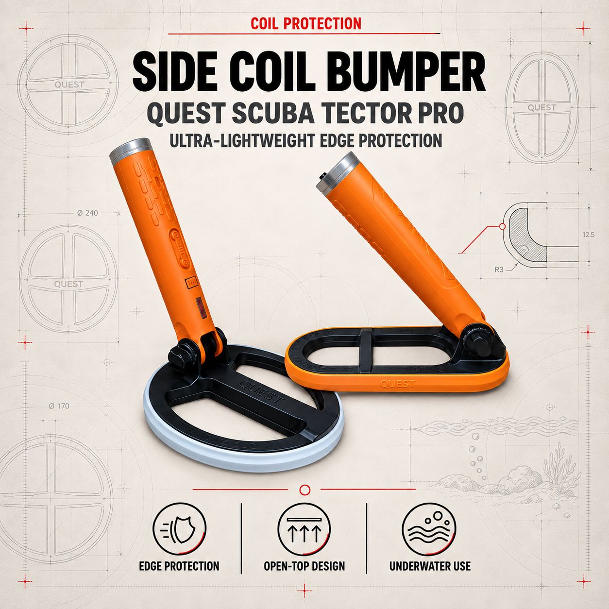 Side coil protection (bumper) - Quest Scuba Tector Pro