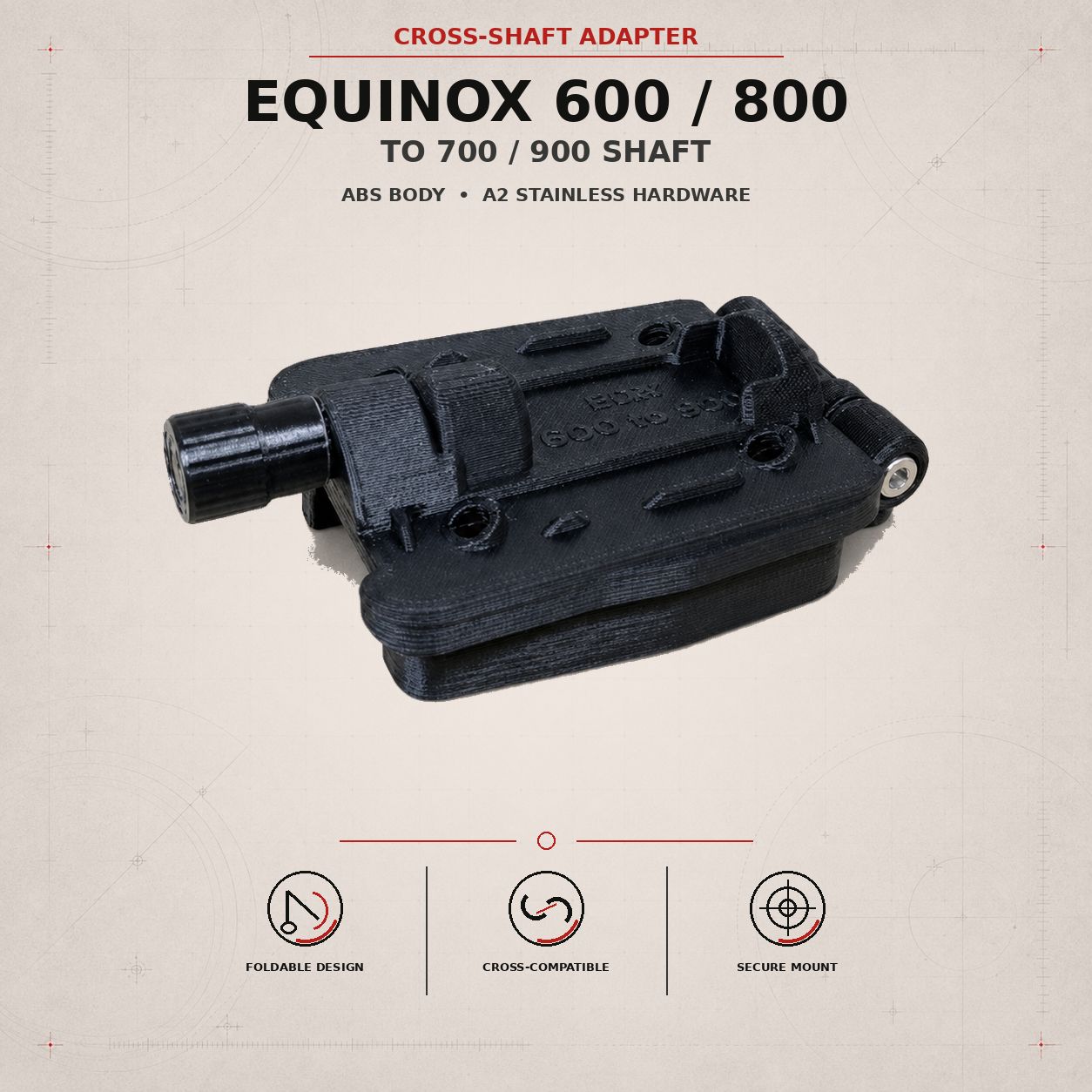 Folding Adapter for Minelab Equinox 600/800 on Equinox 700/900 Shaft