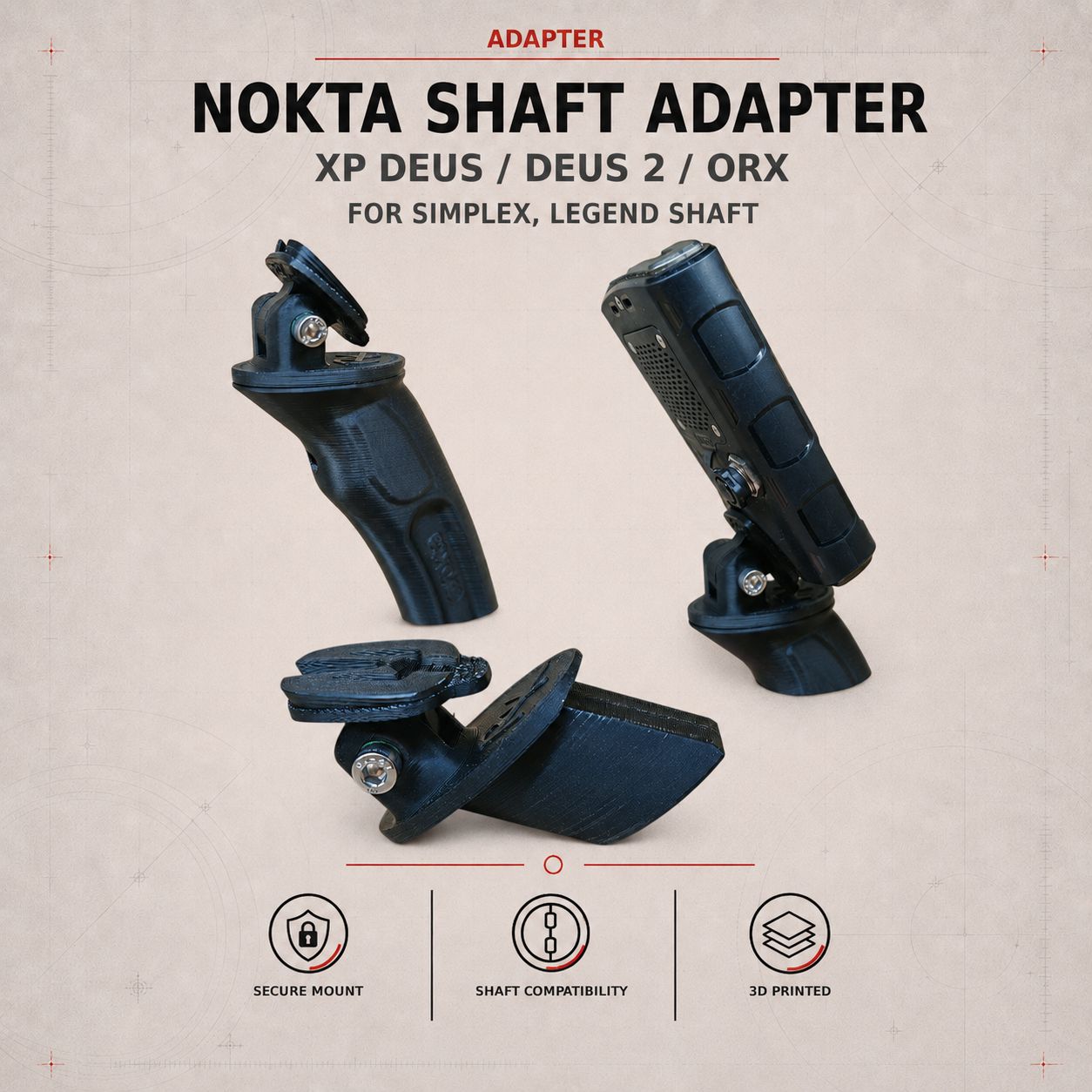 Adapter for XP Deus / Deus II / ORX to Nokta Shafts (Simplex, Legend)