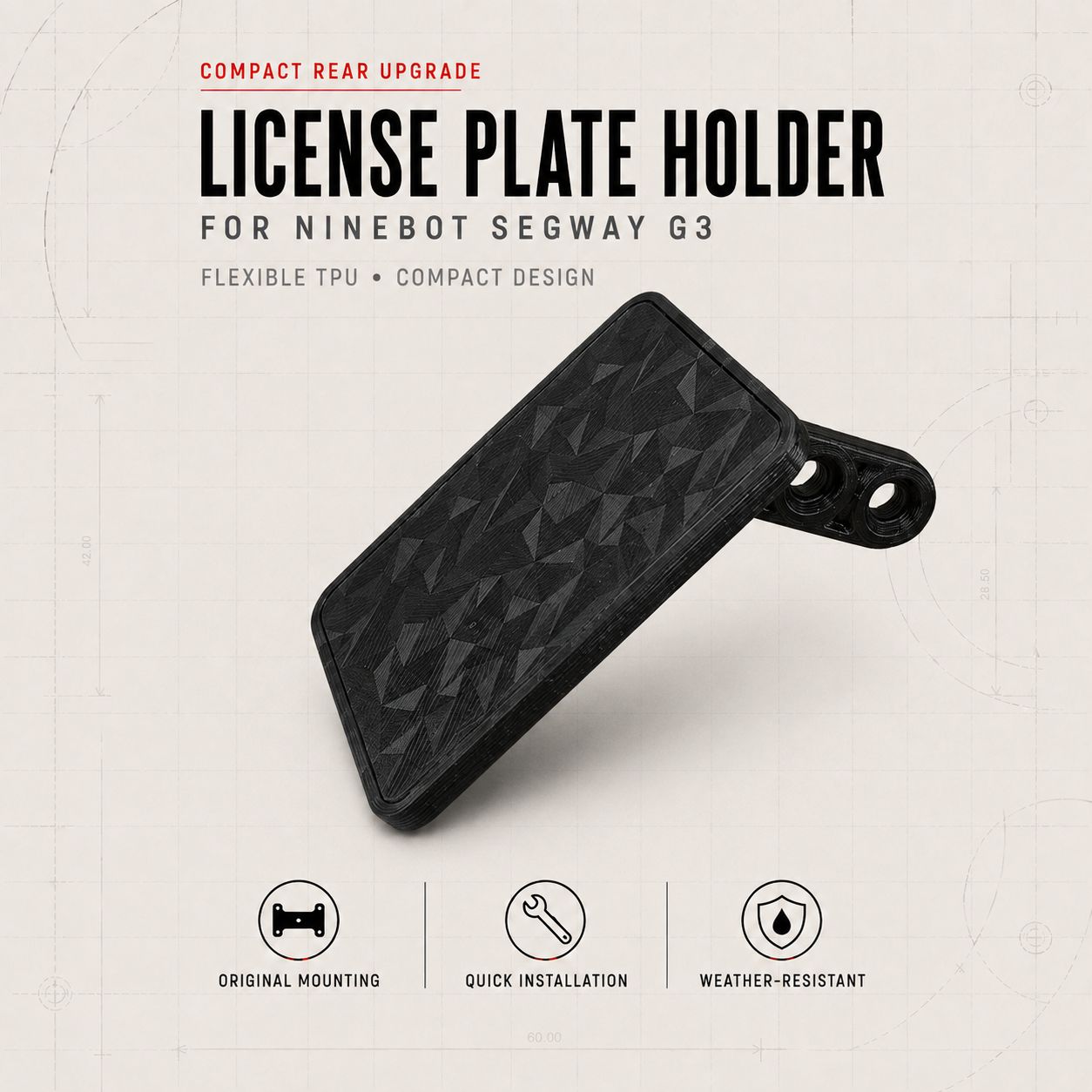 Custom License Plate Holder - Ninebot Segway G3