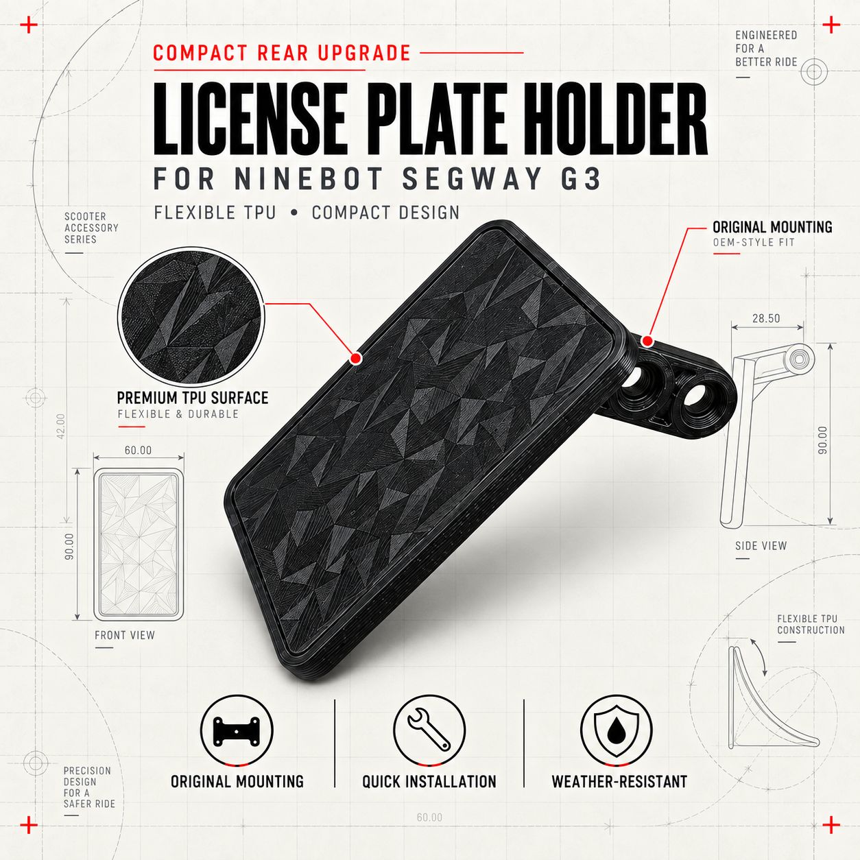 Custom License Plate Holder - Ninebot Segway G3
