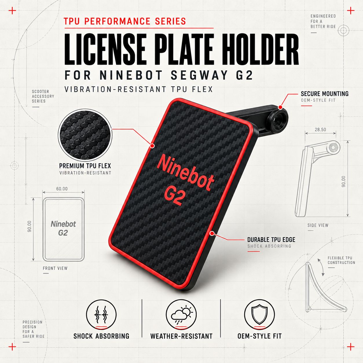 Custom License Plate Holder - Ninebot Segway G2
