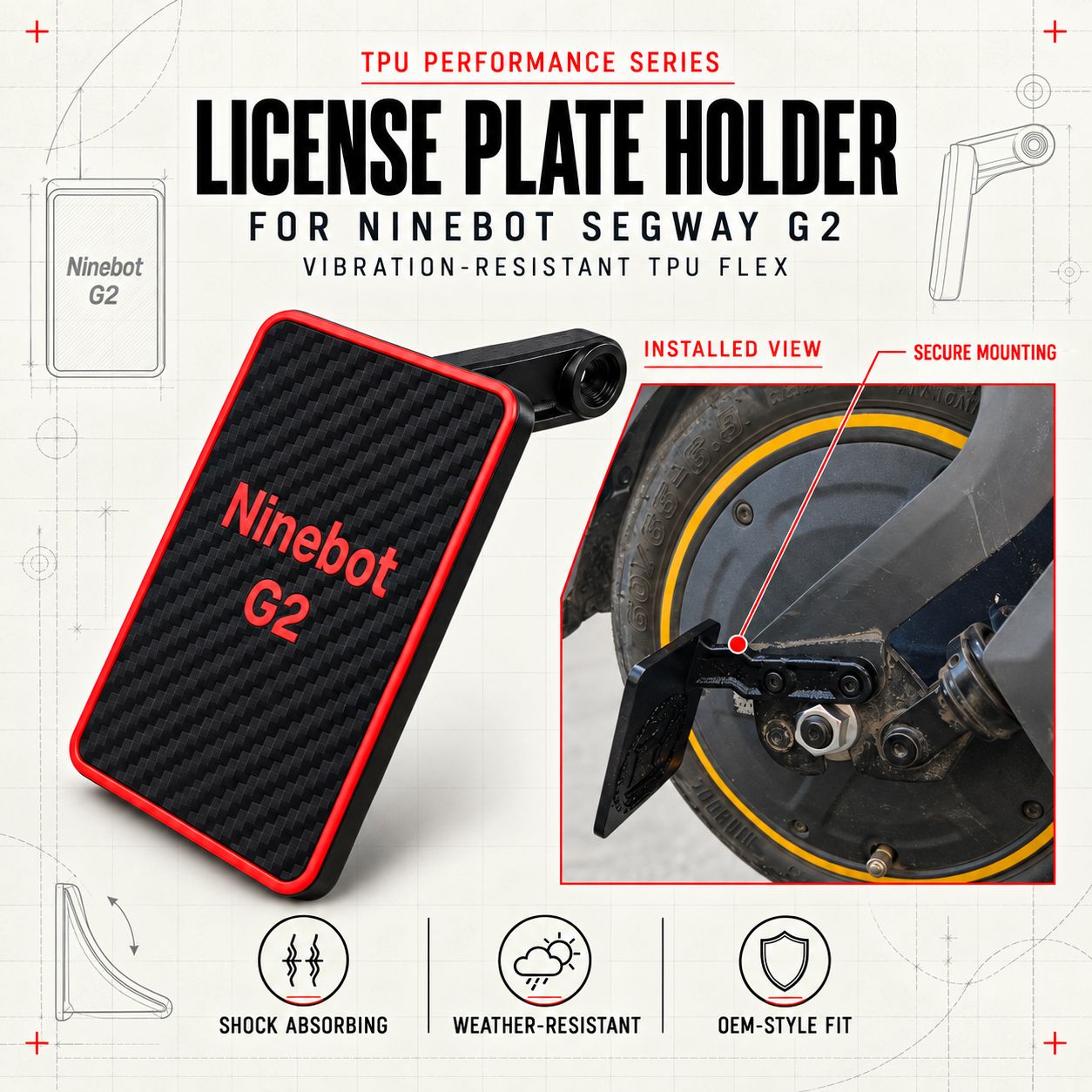 Custom License Plate Holder - Ninebot Segway Max G2