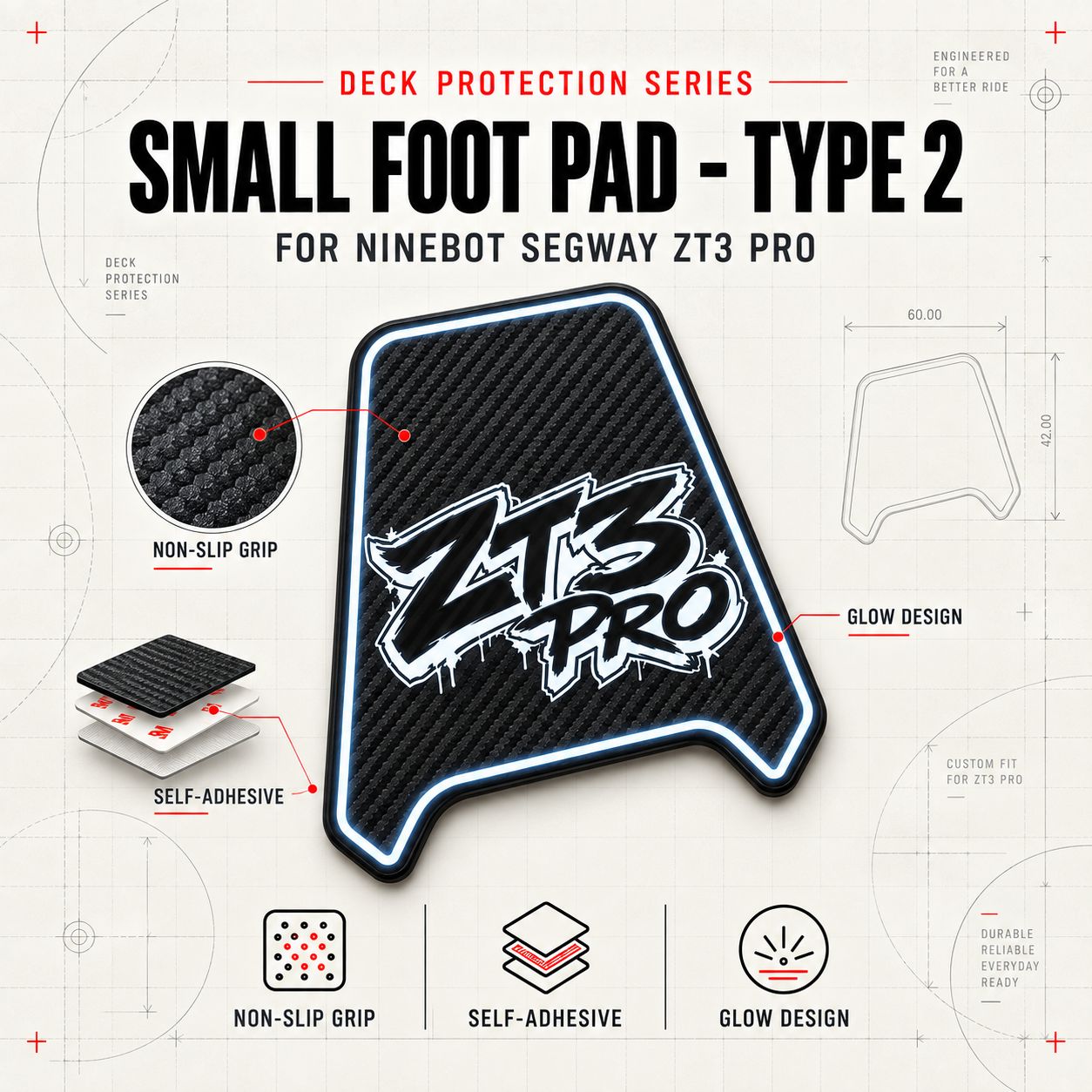 Small Foot Pad - Ninebot Segway ZT3 Pro Typ 2