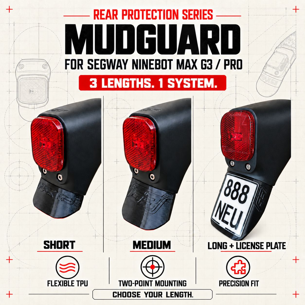 Rear Mudguard — Ninebot Segway MAX G3 / Pro