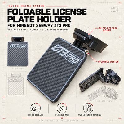 Quick-Release Foldable License Plate Holder — Ninebot Segway ZT3 Pro