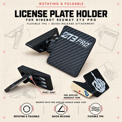 Rotating Foldable License Plate Holder — Ninebot Segway ZT3 Pro