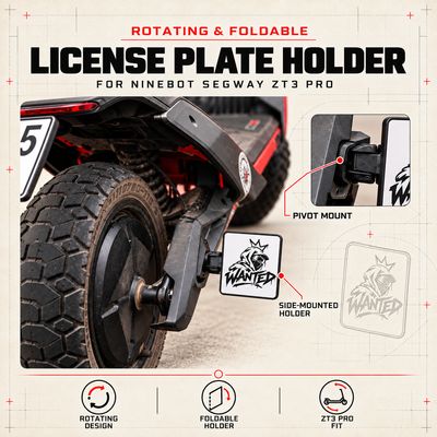 Rotating Foldable License Plate Holder — Ninebot Segway ZT3 Pro