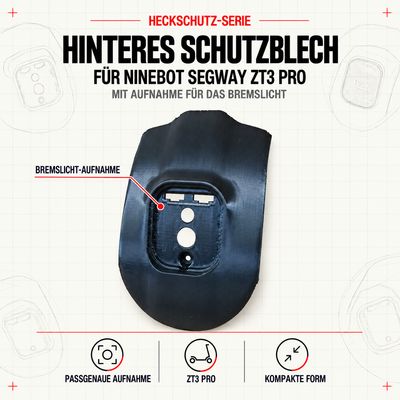 Rear Fender with Brake Light Recess — Ninebot Segway ZT3 Pro