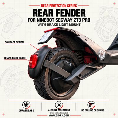 Rear Fender with Brake Light Recess — Ninebot Segway ZT3 Pro