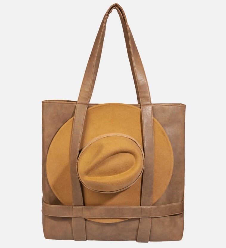 Hat Carrier Tote Bag - Brown