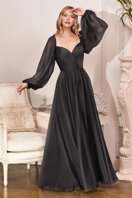 Long Sleeve Iridescent Chiffon A-line dress